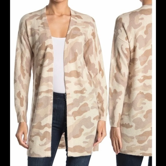Magaschoni Sweaters - MAGASCHONI Camo Open Front Cashmere Cardigan L